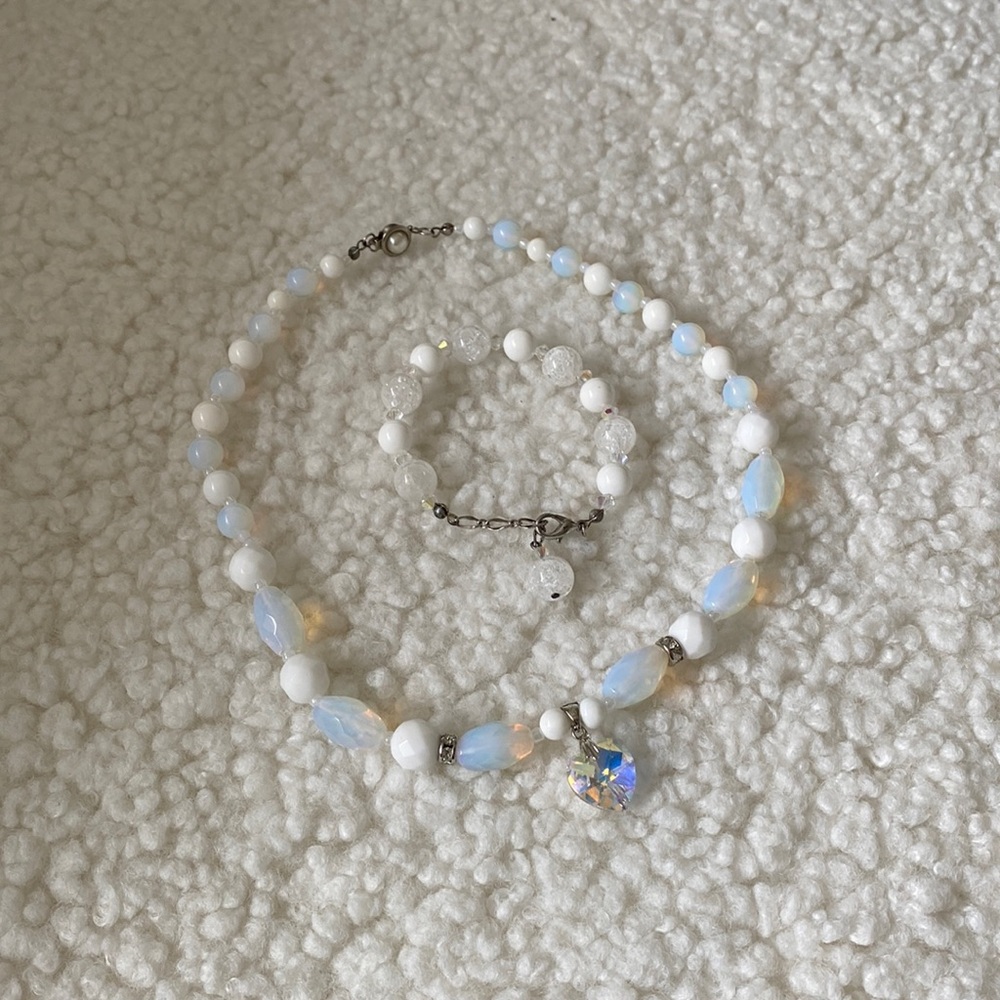 Crystal Heart Necklace and Bracelet